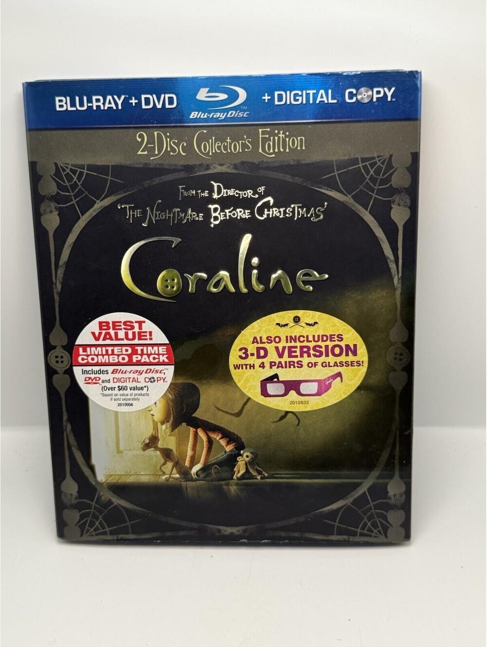 Coraline Collector's Edition - Blu-ray / Blu Ray 3D / DVD + Glasses